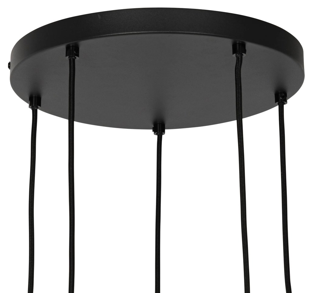 Art Deco lógólámpa fekete füstüveggel kerek 5-lámpás - Josje