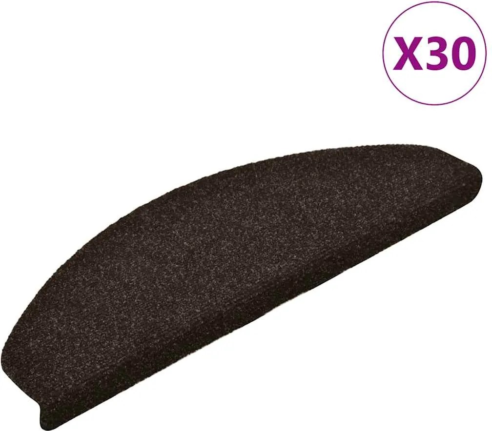 vidaXL öntapadós lépcsőszőnyegek 30 db sötétbarna félkör alakú, nagy