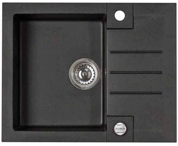 ALVEUS SETA23236 - ROCK konyhai mosogató + MINTAS mosogatócsaptelep, 34 cm, gránit/fekete