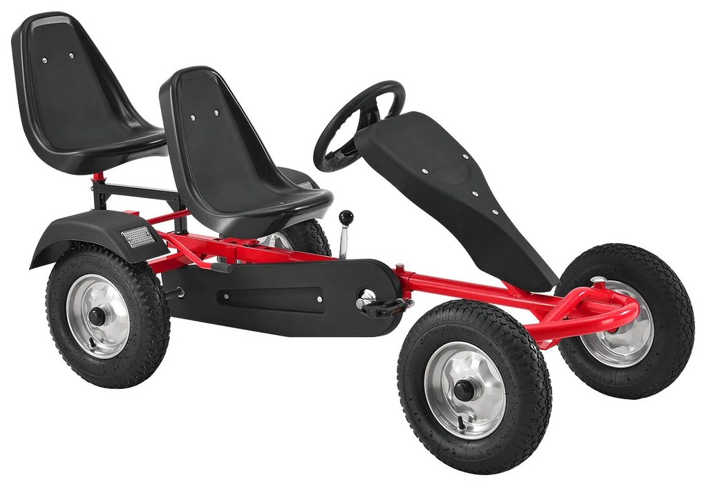Kétszemélyes gokart autó, piros