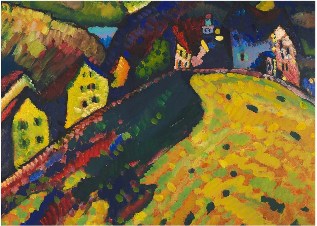 Kép - Vasily Kandinsky, Houses at Murnau, reprodukciók (70x50 cm)