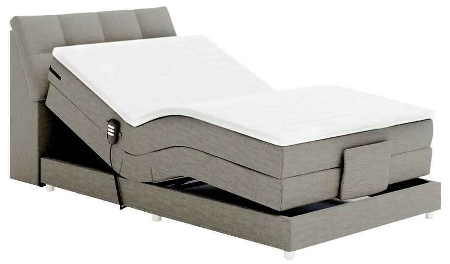 Elektromos állítható ágy, boxspring, szürke, 120x200, GERONA
