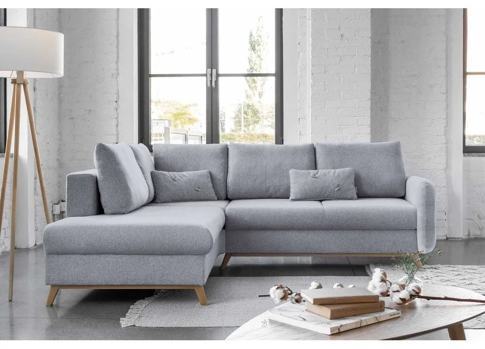 Scandic Lagom L világosszürke kinyitható kanapé, bal oldalas - Miuform