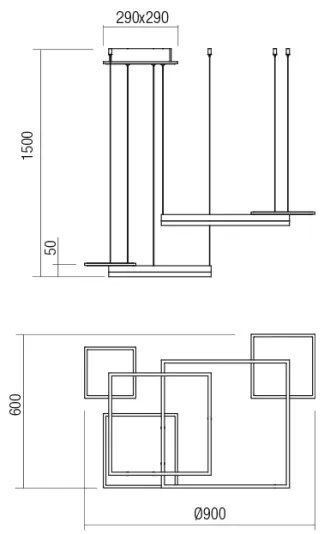 Redo 01-2611 - SIGUA LED, kábelre függeszthető, fényerőszabályozható csillár, 110W/230V, CRI 90, fehér