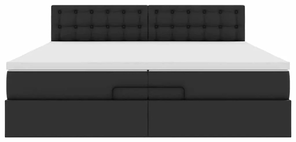 vidaXL Ottomán ágykeret matraccal fekete 200x200cm műbőrrel