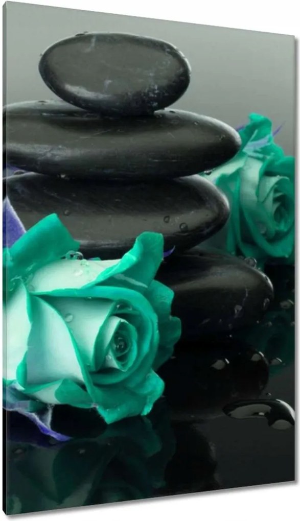 Vászonkép 80x120 Kék rózsák Kő