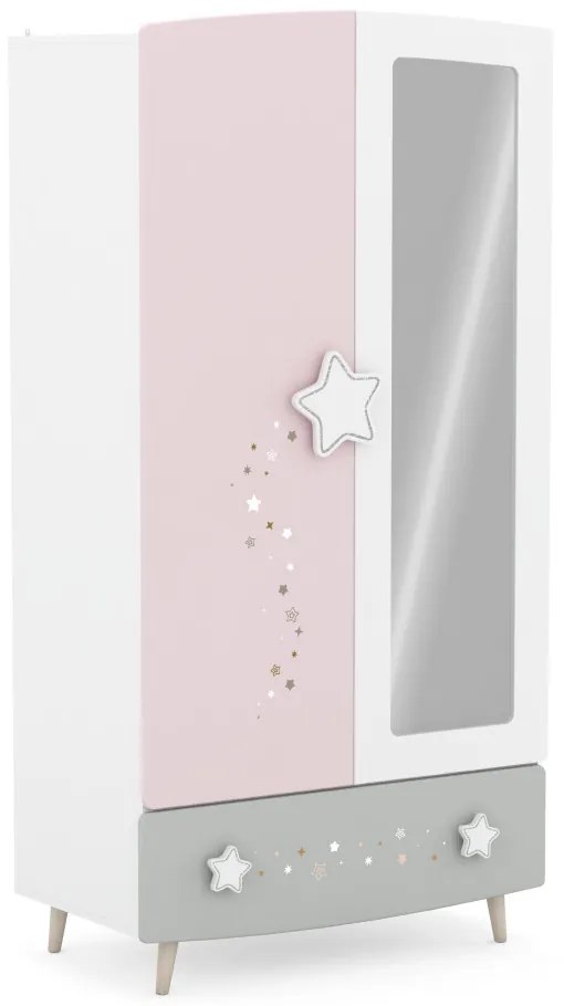 Elmo 2 ajtós szekrény tükörrel Pink N