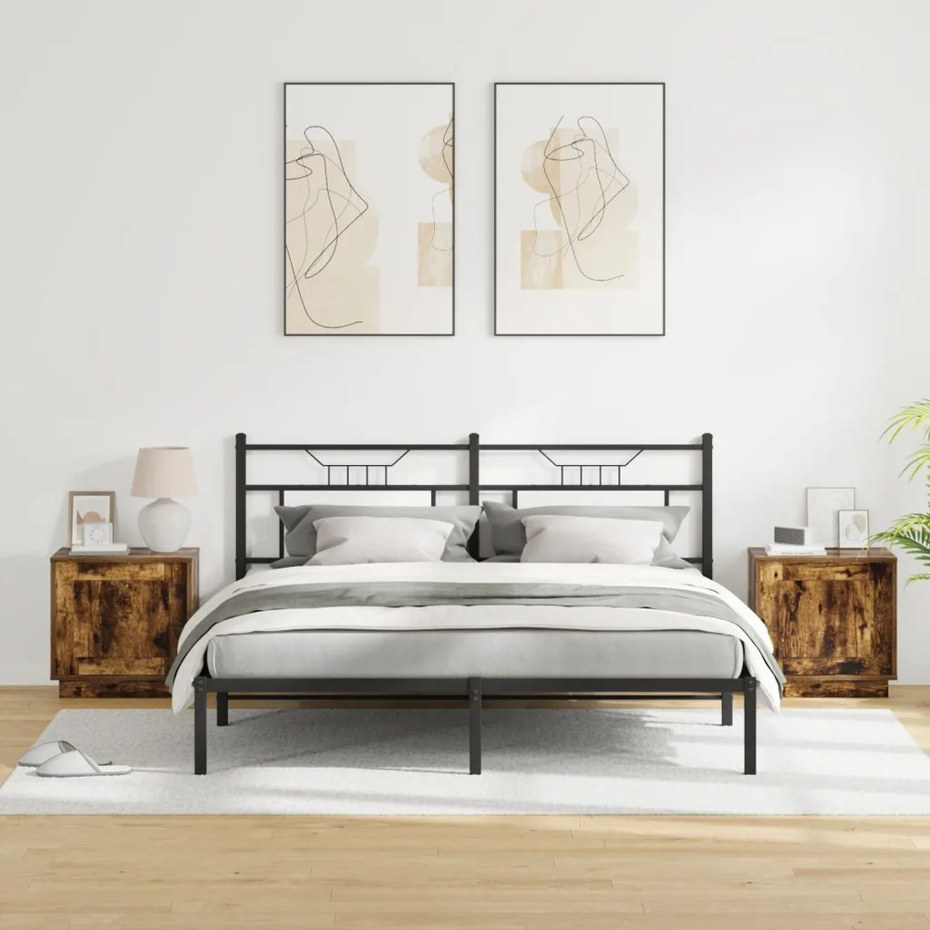 LED fényes éjjeli szekrények 2 db Füstölt tölgy 44x34,5x45 cm