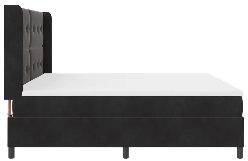Boxspring Ágy Matrac és LED Fekete 200x200 cm Bársony