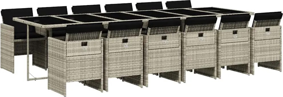 vidaXL 13 részes szürke polyrattan kerti étkezőgarnitúra párnákkal