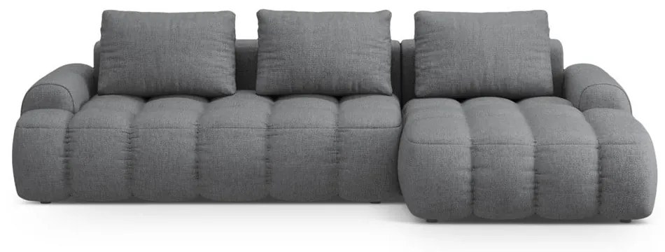 Szürke kinyitható-tárolóhelyes sarokkanapé (jobb oldali-heverő résszel) Linz – Cosmopolitan Design