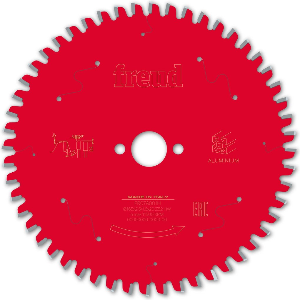 Freud Hm fűrész alumínium Pvc 165x20x52Z -5° negatív