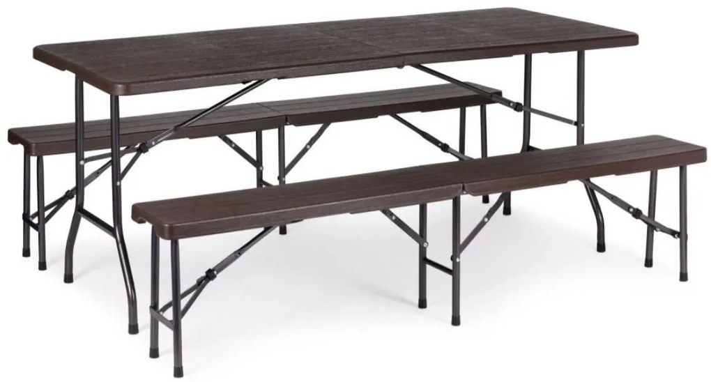 Catering készlet asztal + 2 pad 180cm Wooden Brown