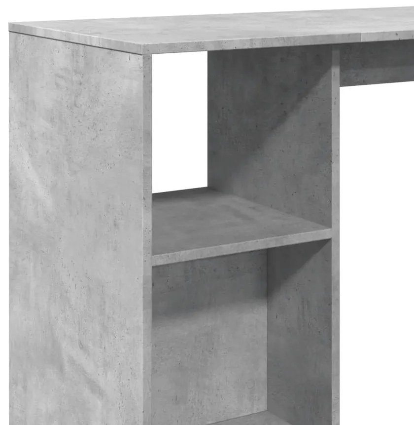 betonszürke szerelt fa bárasztal polccal 124 x 46 x 103,5 cm