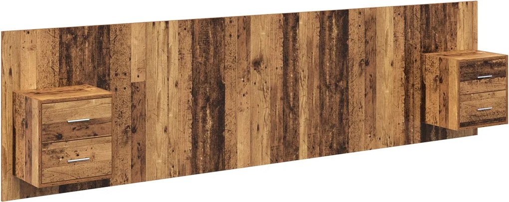 vidaXL Fejtámla Szekrénnyel fiókkal fejtámlával 3 pcs Öreg fa Faanyag