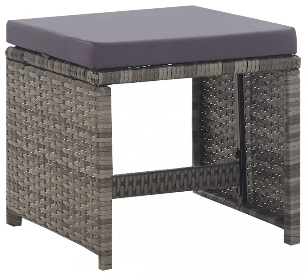 13 részes antracitszürke polyrattan és akácfa étkezőszett