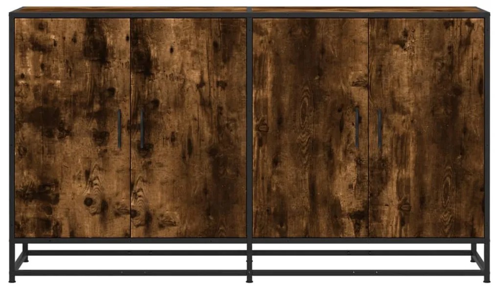 füstös tölgy színű szerelt fa tálalószekrény 134 x 35 x 76 cm