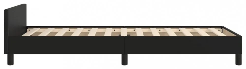 fekete műbőr ágykeret fejtámlával 90x200 cm