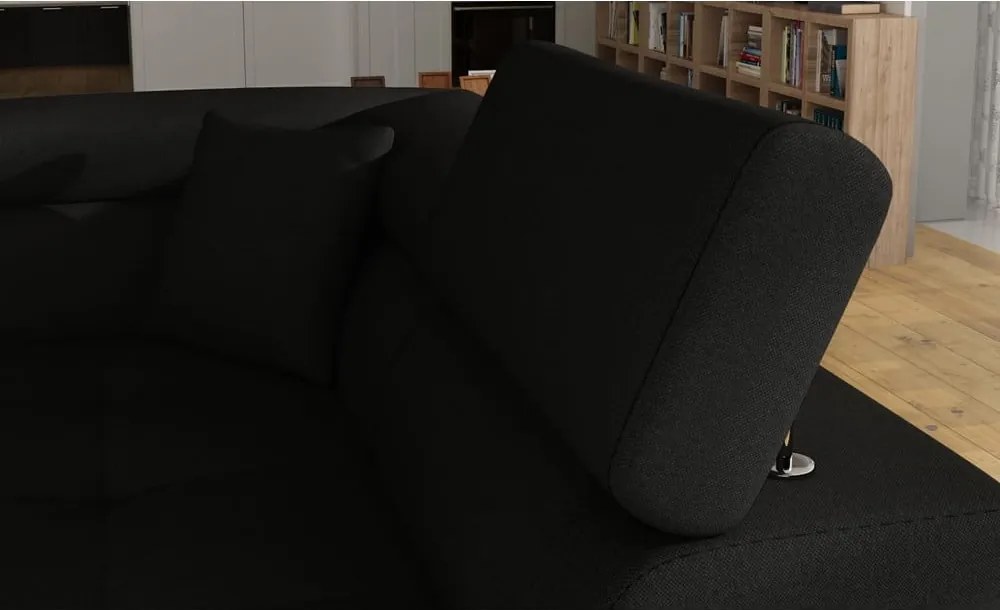 Fekete kinyitható-tárolóhelyes sarokkanapé (jobb oldali-L alakú) Anton – ELTAP