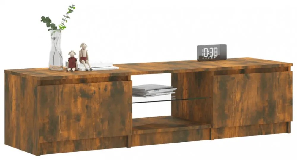 füstös tölgy színű TV-szekrény LED-ekkel 140 x 40 x 36 cm