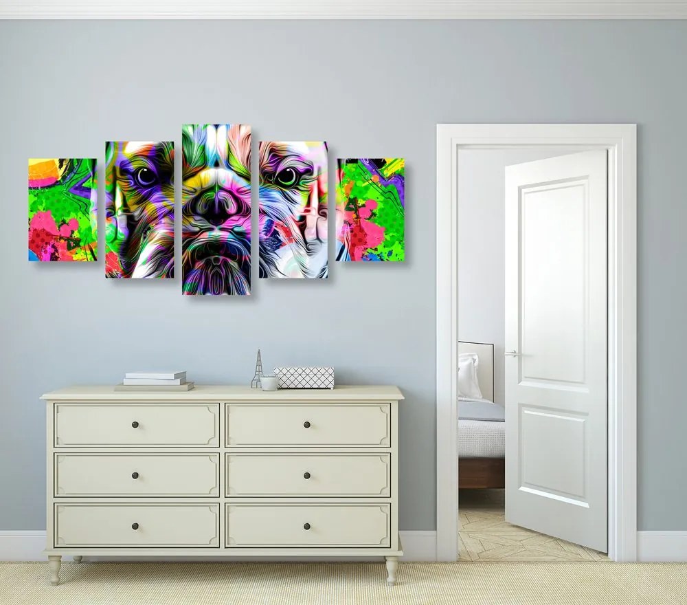 5 részes kép pop-art bulldog