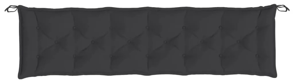 2 db fekete oxford szövet kerti padpárna 200 x 50 x 7 cm