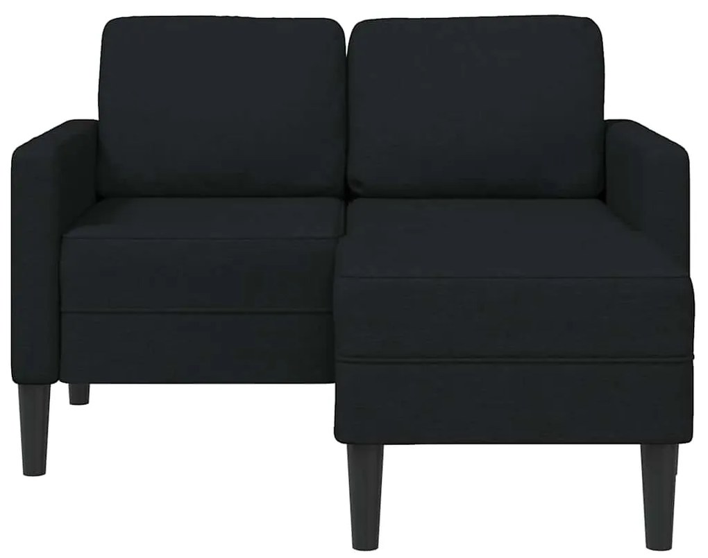 fekete anyagból 2 üléses kanapé L-alakú kanapéval 125 cm