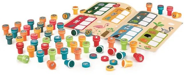 Nyomdázó készlet, foglalkoztató füzettel, betűk és állatok, MAPED CREATIV Stamps (IMAC907060)