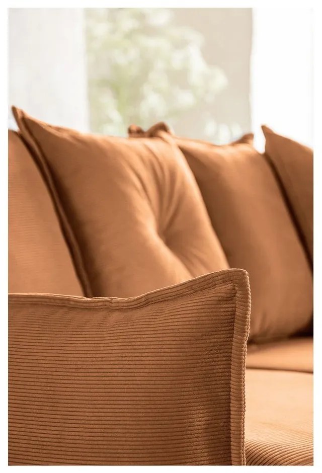 Téglavörös kordbársony kinyitható sarokkanapé (variálható) Lazy Lukka – Miuform