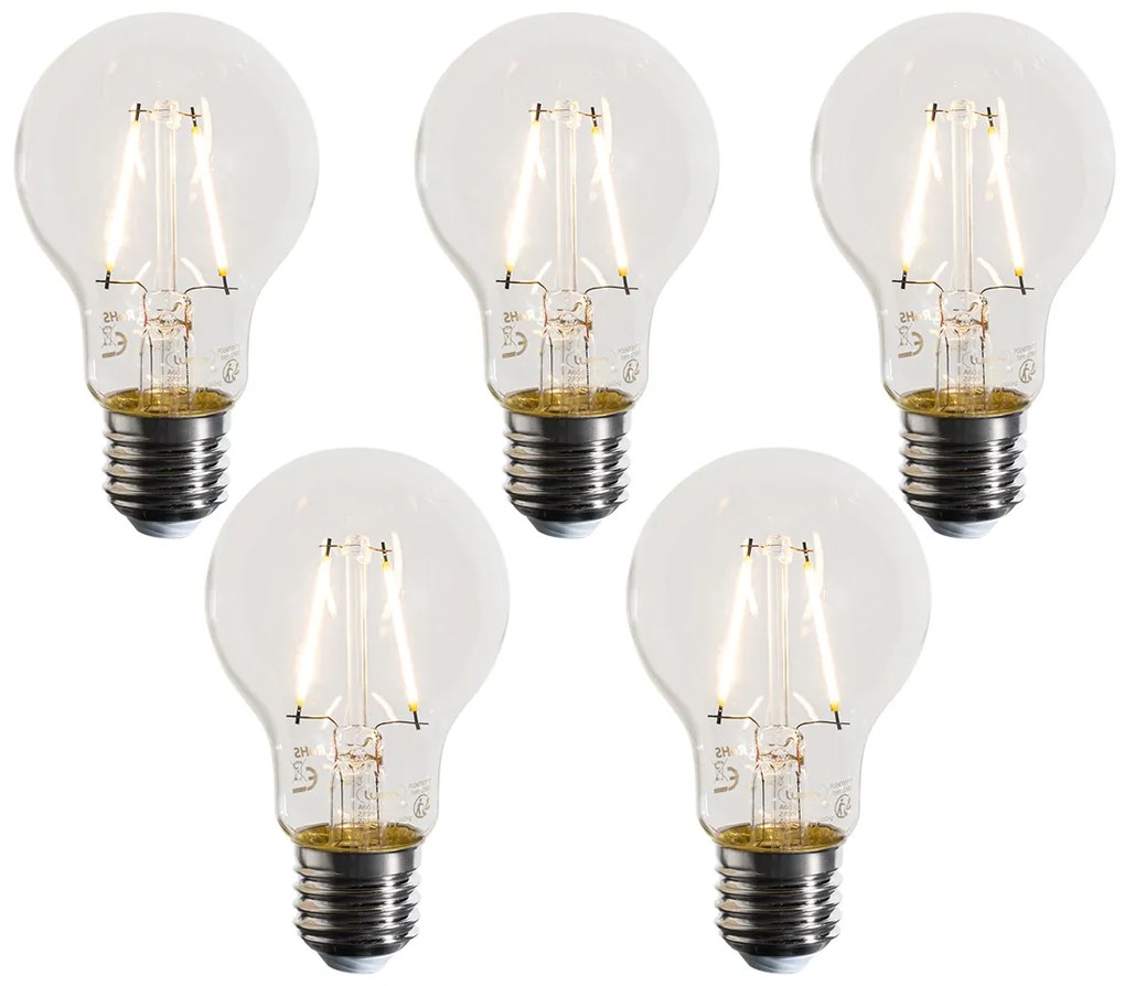 5 db-os E27 LED izzó szett A60 átlátszó 3W 320 lm 2700K