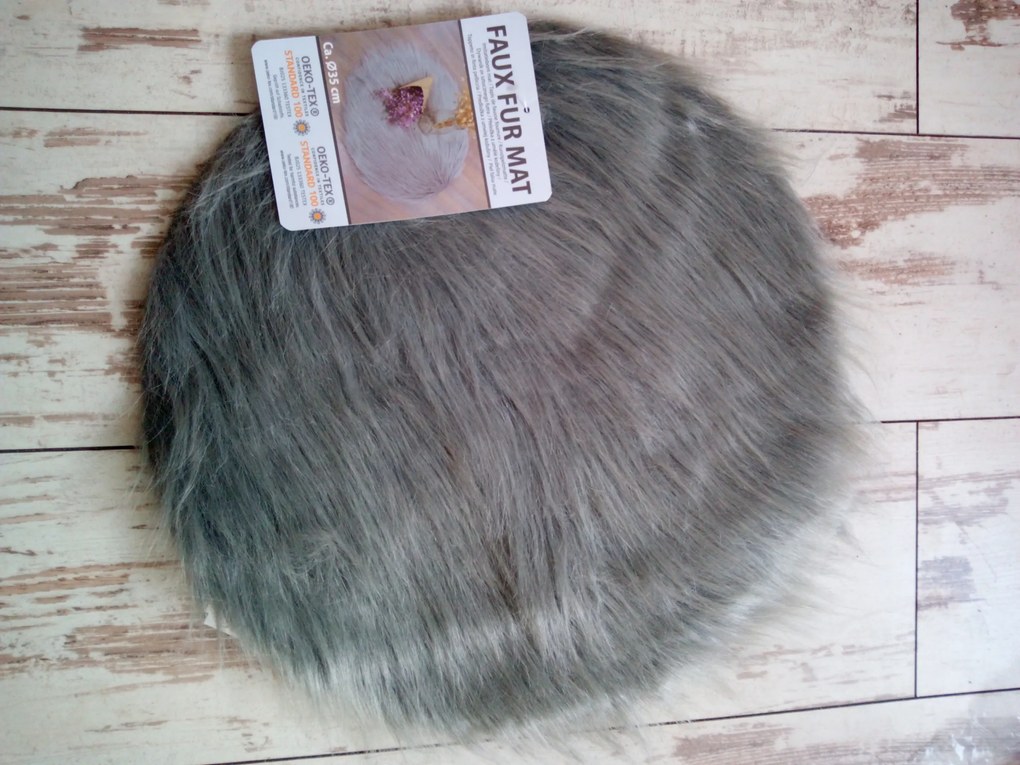Műszőrme Szőnyeg Dekoráció Rusztikus kerek 35 cm szürke
