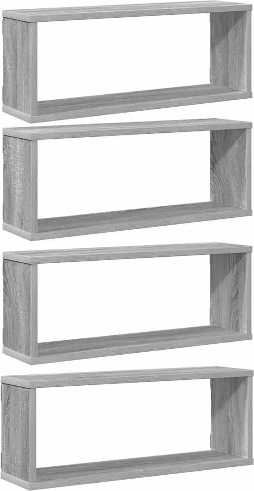 vidaXL 4 db szürke sonoma színű szerelt fa fali kockapolc 60x15x23 cm