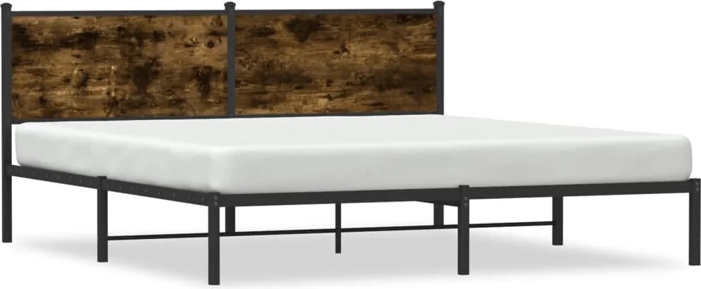 vidaXL füstös tölgy színű fém ágykeret matrac nélkül 160 x 200 cm