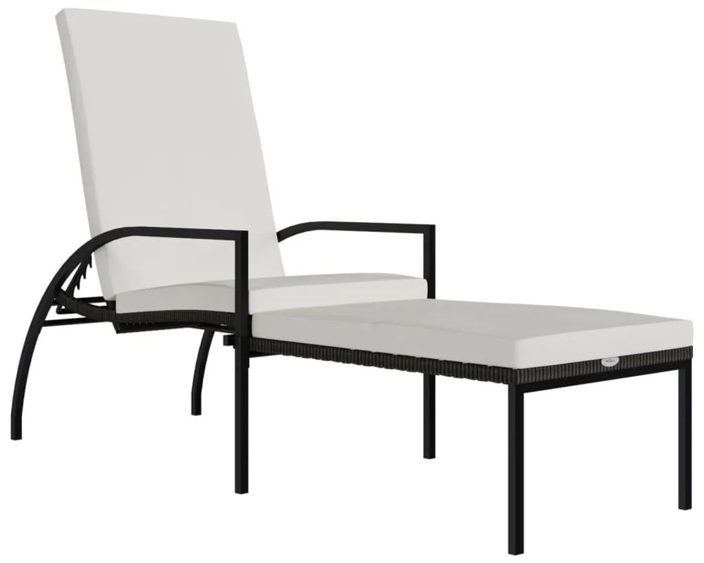 Barna polyrattan napozóágy lábtartóval