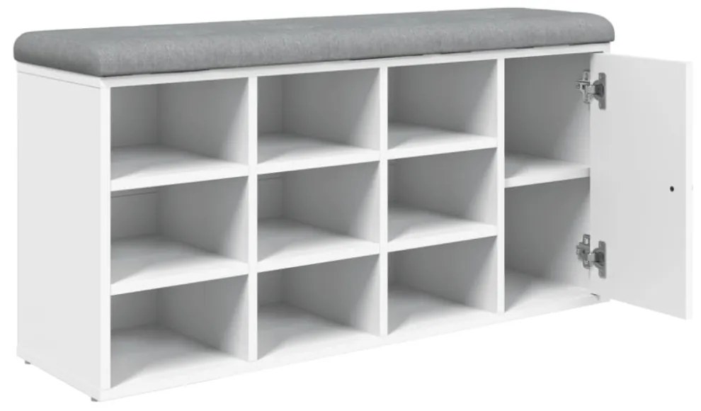 fehér szerelt fa cipőtároló pad 102 x 32 x 50 cm
