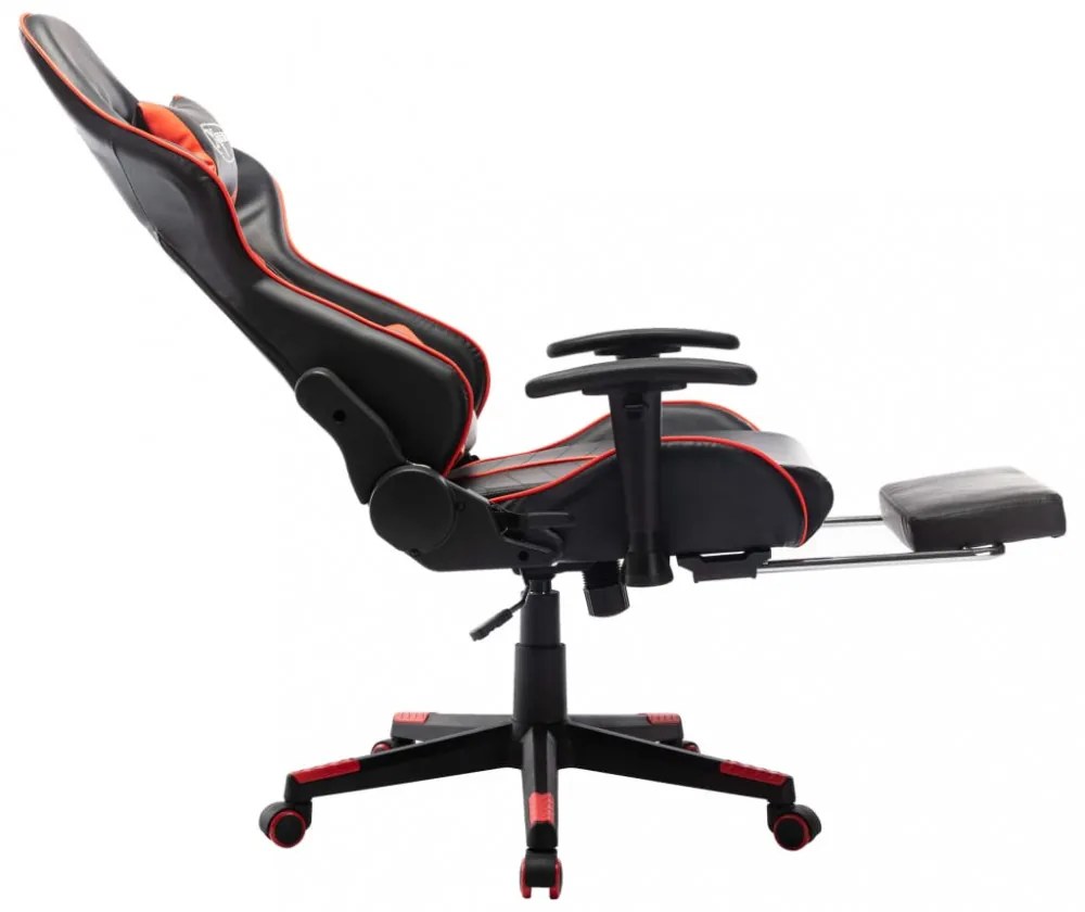 fekete és piros műbőr gamer szék lábtámasszal