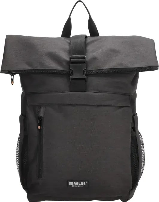 Fekete nagy roll top iskolai hátizsák „Back to school”