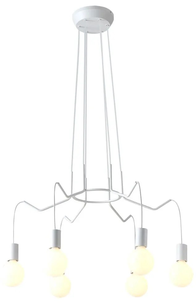 Csillár zsinóron BASSO 6xE27/40W/230V fehér