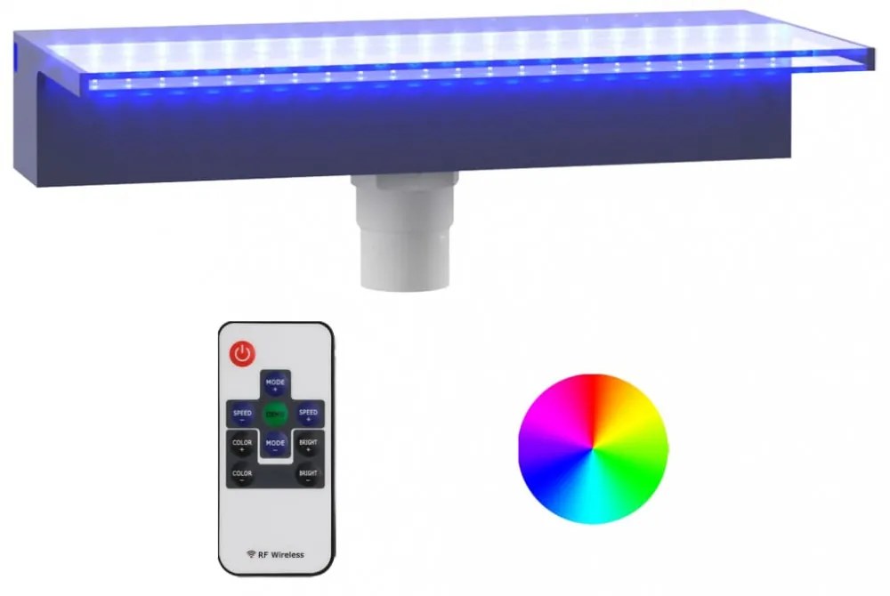 akril vízeséskifolyó RGB LED-ekkel 45 cm