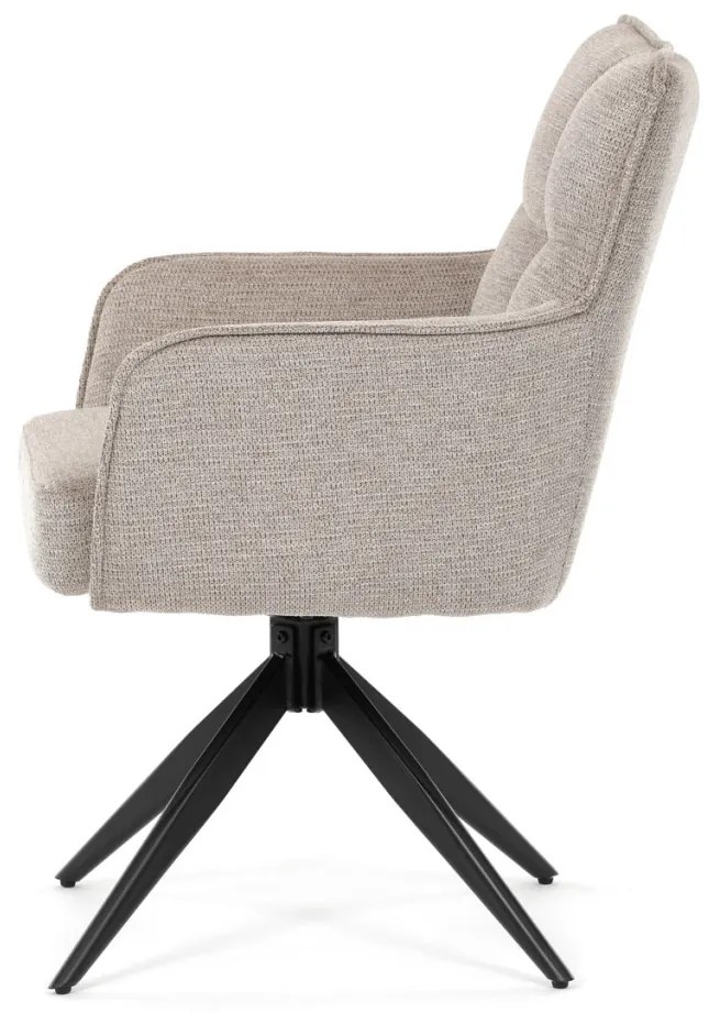Scaun de sufragerie pivotant, arcuri buzunar în scaun, mecanism rotativ la 180°, tapițerie impermeabilă culoarea trufe, metal negru