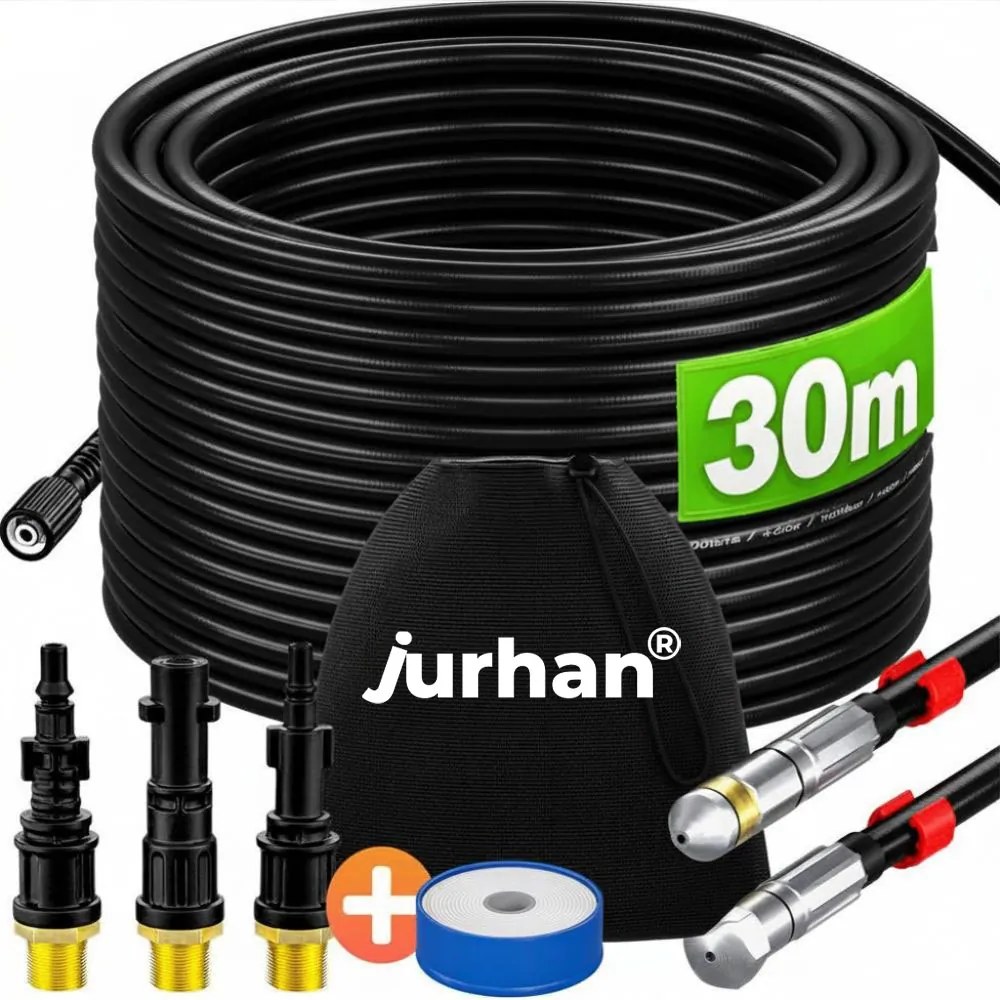 Premium csőtisztító készlet, 30m, fekete Jurhan