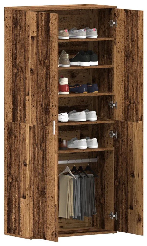 Cipőszekrény polcokkal ajtóval Öreg fa 80 x 39 x 178 cm Faanyag