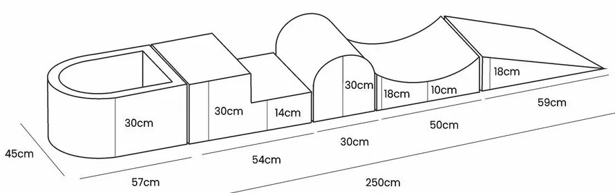 Türkiz kordbársony habszivacs játszótér 5 db-os magasság 30 cm 250x45 cm Montessori – Meowbaby