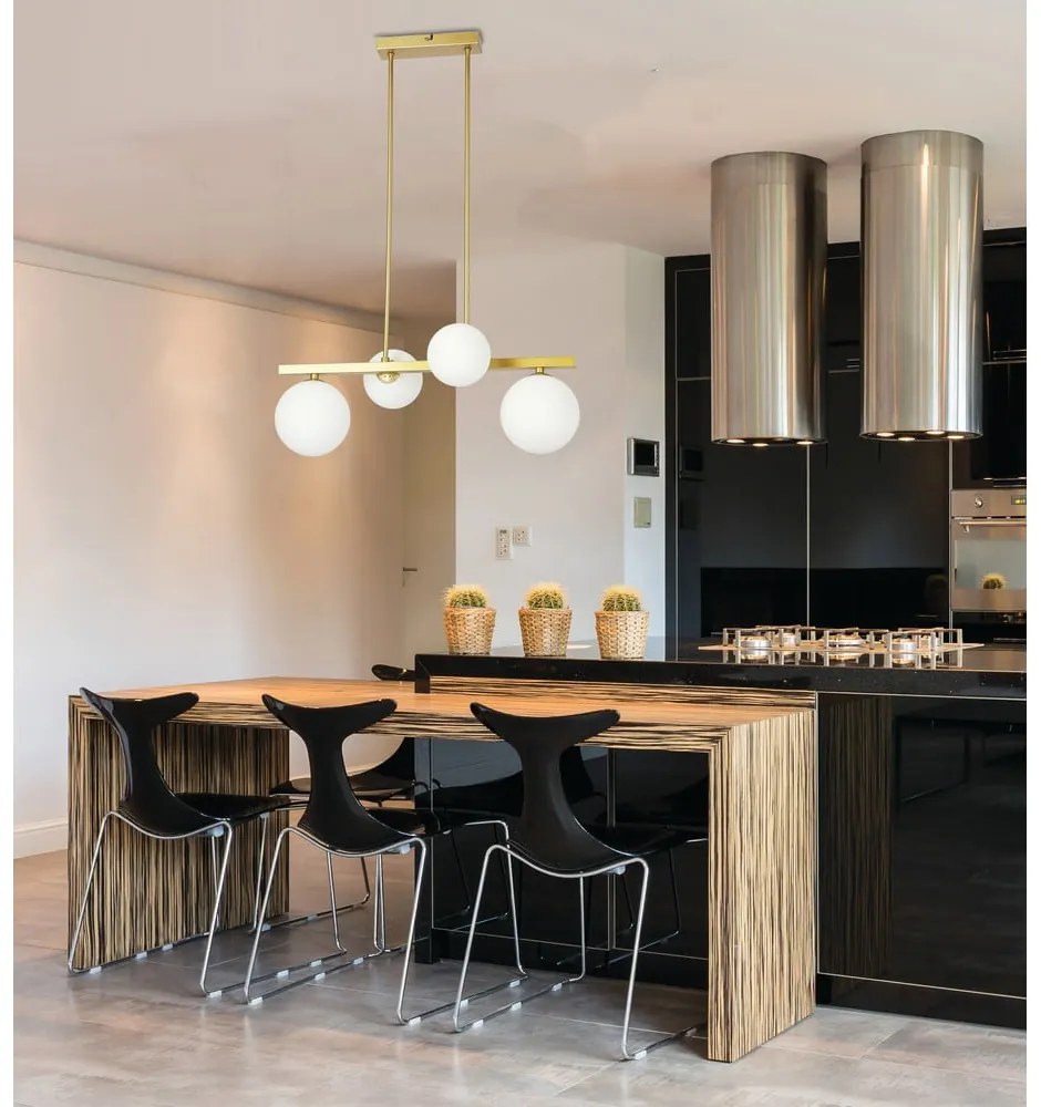Fehér-aranyszínű függőlámpa üveg búrával Kama – Candellux Lighting