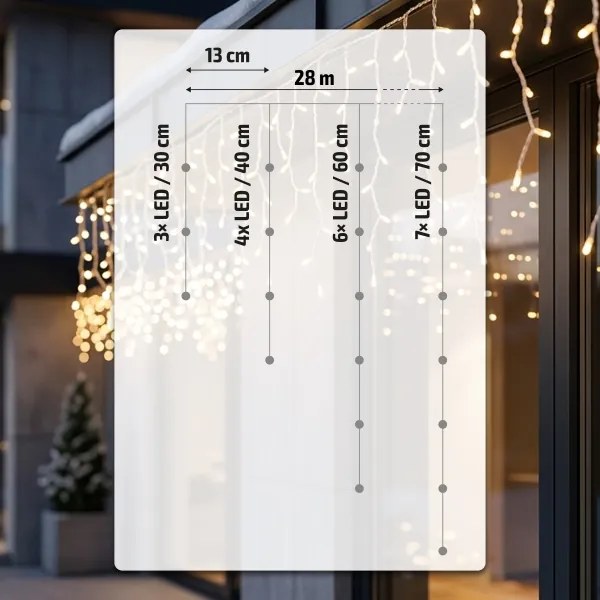 BRILAGI - LED kültéri karácsonyi fényfüzér 1080xLED/8 funkcióval 33m IP44 meleg fehér jégcsapok