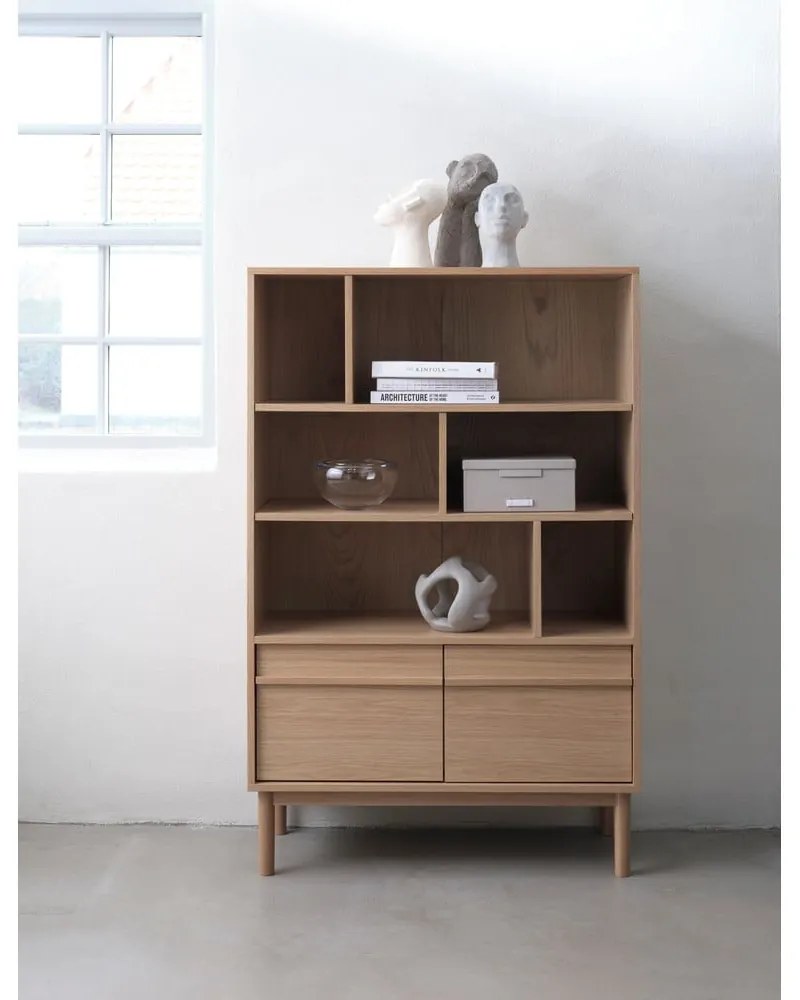Natúr színű könyvespolc tölgyfa dekorral 140x90 cm Ponza – Unique Furniture