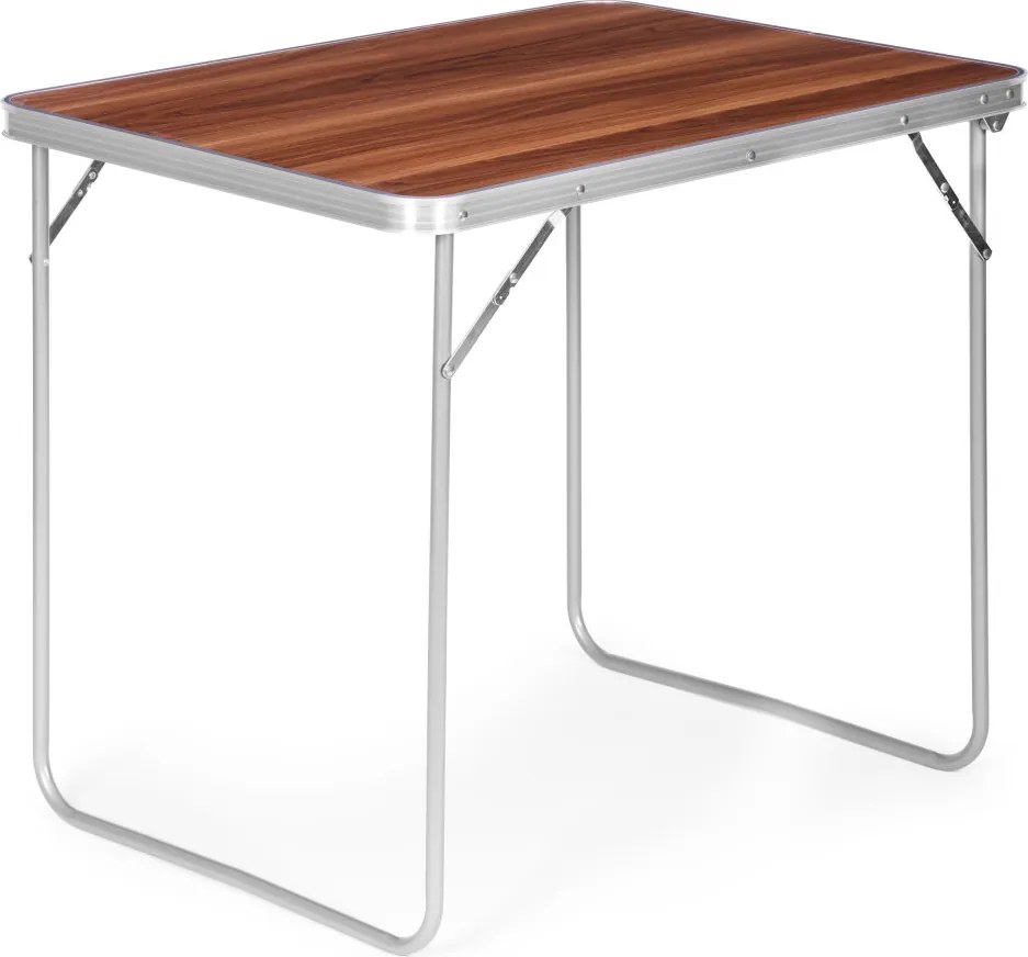 Kerti asztal, MultiGarden GMFC-FY8060, barna, 80 x 60 cm, összecsukható, magasság: 70 cm, bőrönddé hajtható, hordfogantyúval, teherbírás: 30 kg