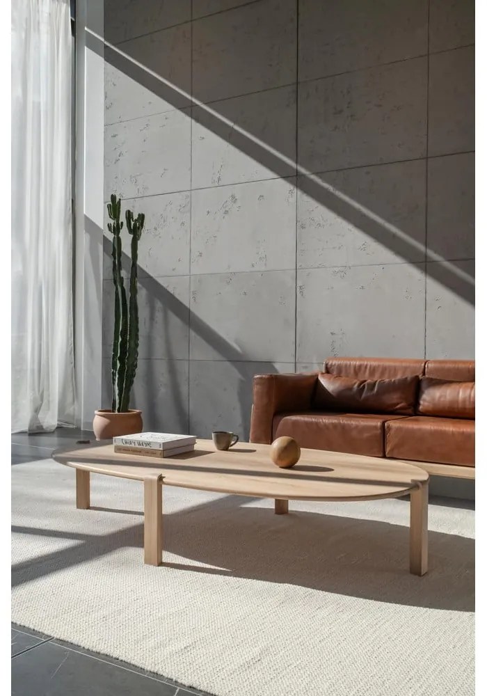 Natúr színű tölgyfa dohányzóasztal 100x180 cm Kulin – Gazzda