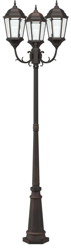 Kerti lámpa poszt 3-lámpás E27 Bronz 235 cm Alumínium