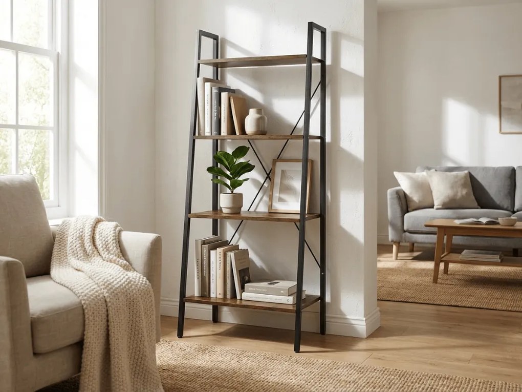 Könyvespolc TAYLOR 4 polc 147x60 cm, rusztikus barna